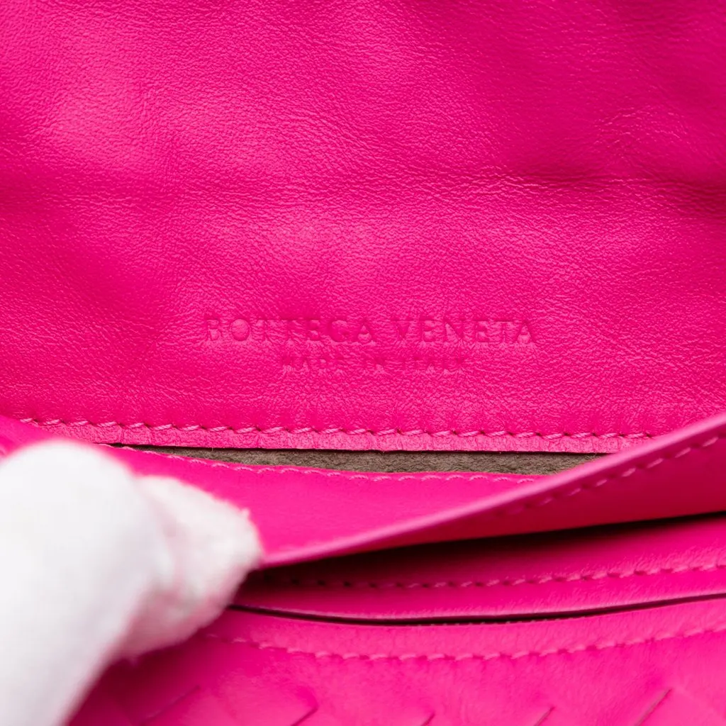 Bottega Veneta Mini Nappa Intrecciato Expandable Chain Flap Crossbody Pink Leather Very good - Box View