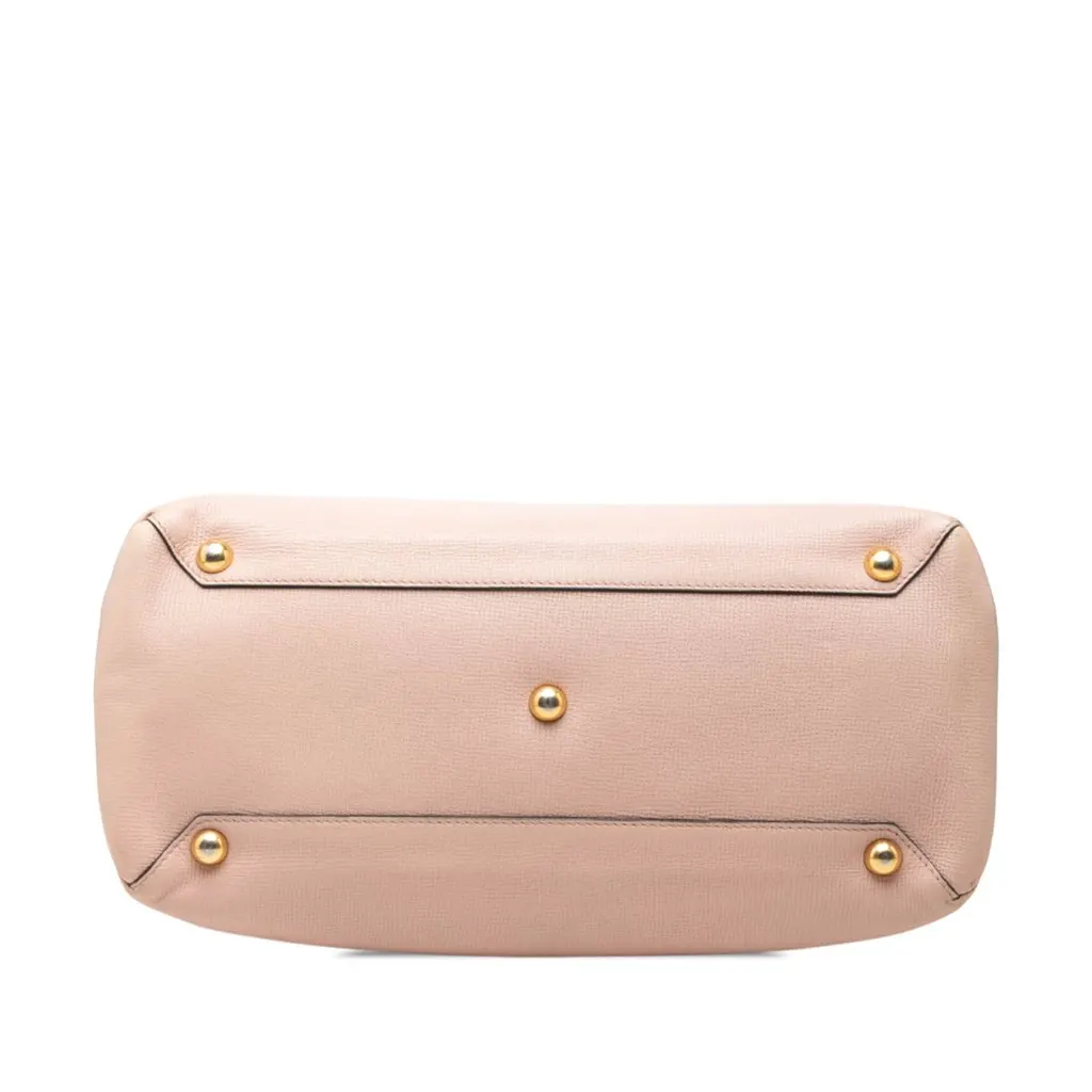 Burberry Medium Leather and House Check Banner Satchel Pink Leather Very good - Inside View