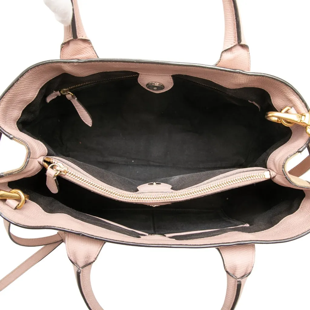 Burberry Medium Leather and House Check Banner Satchel Pink Leather Very good - Model View