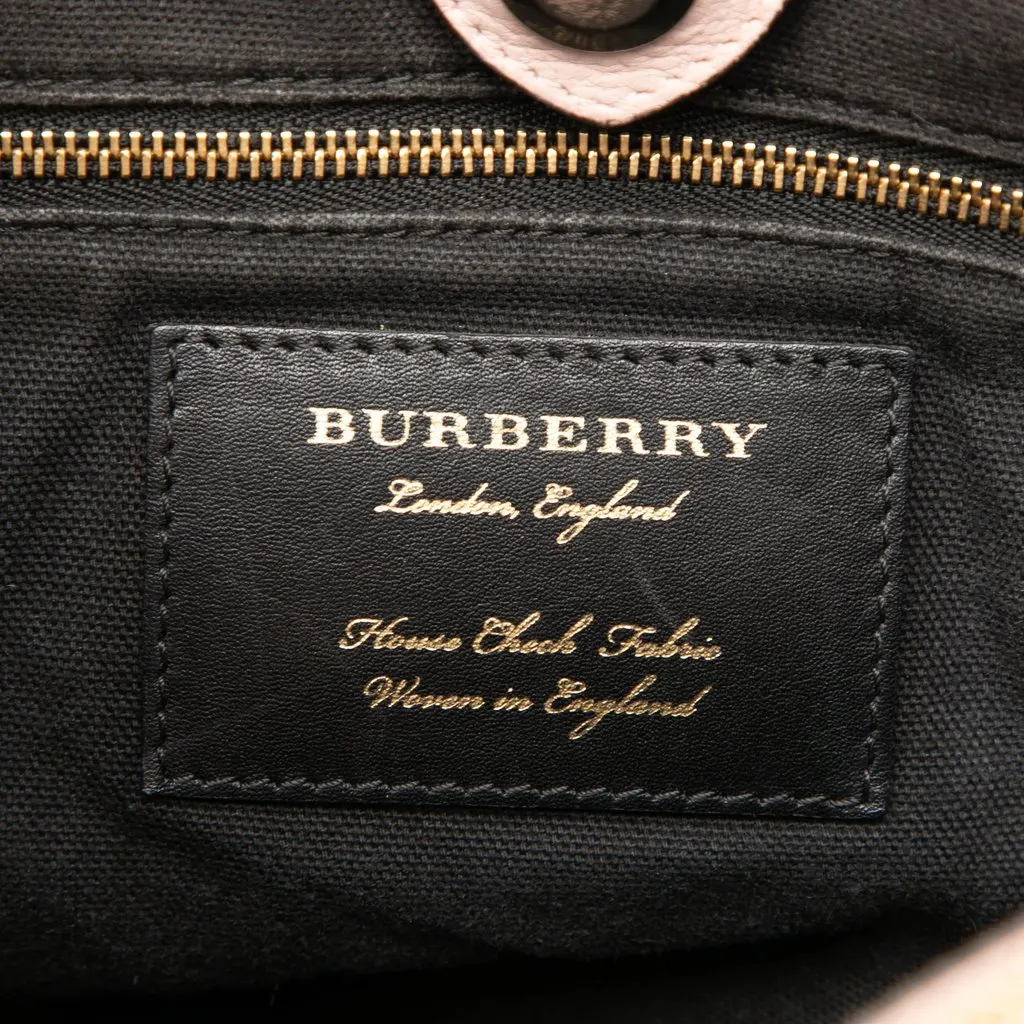 Burberry Medium Leather and House Check Banner Satchel Pink Leather Very good - Box View