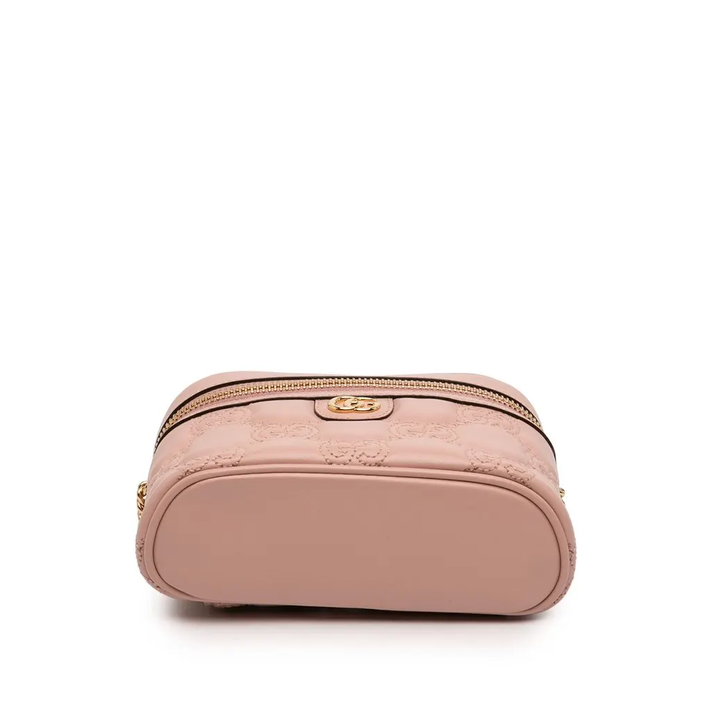 Gucci Mini GG Marmont Matelasse Calfskin Top Handle Vanity Chain Bag Pink Leather Very good - Inside View