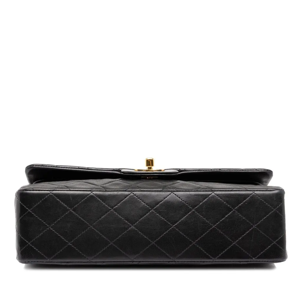 Chanel Medium Classic Lambskin Double Flap Black Leather Good - Inside View
