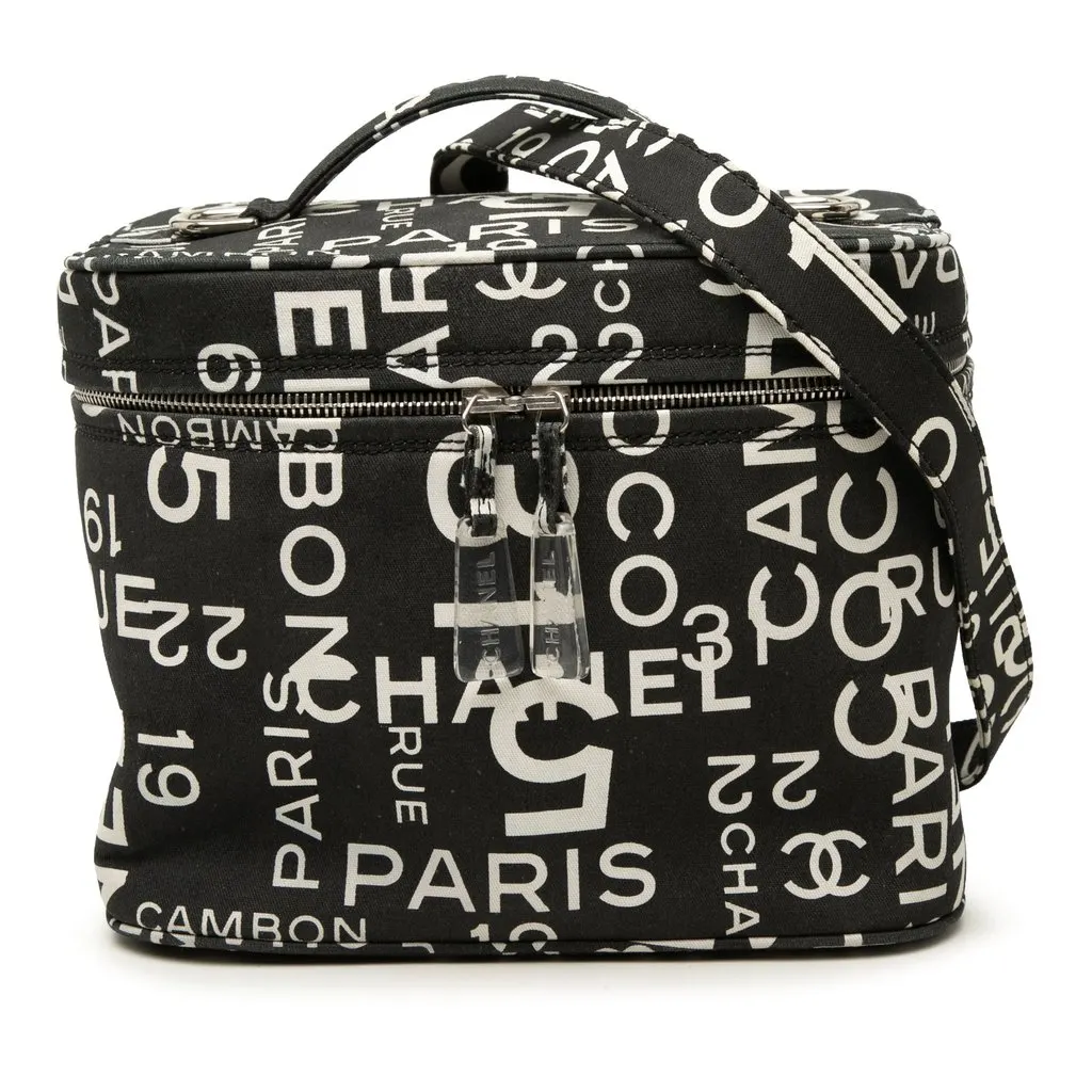 Chanel Printed Canvas 31 Rue Cambon Vanity Case Black Very good - Front View