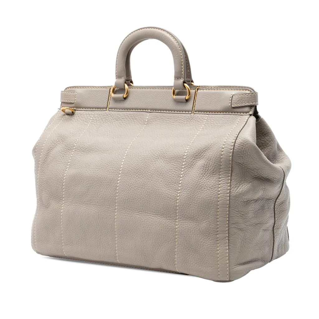 Prada Vitello Daino Canapa Logo Frame Satchel MultiColor Leather Very good - Back View