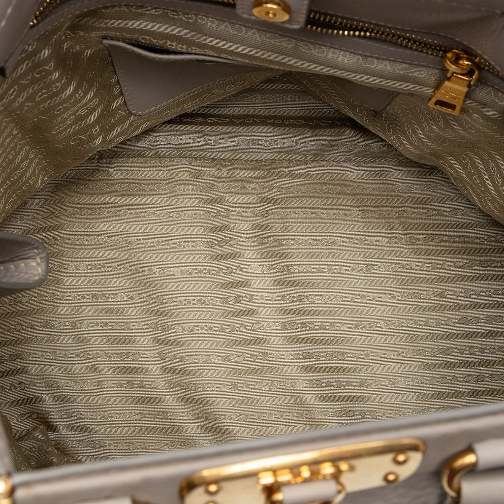 Prada Vitello Daino Canapa Logo Frame Satchel MultiColor Leather Very good - Model View