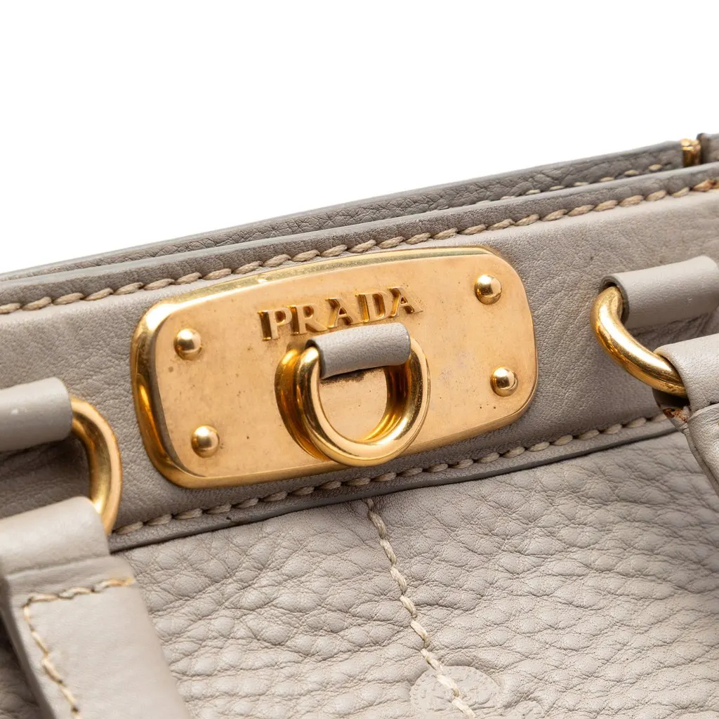 Prada Vitello Daino Canapa Logo Frame Satchel MultiColor Leather Very good - Box View