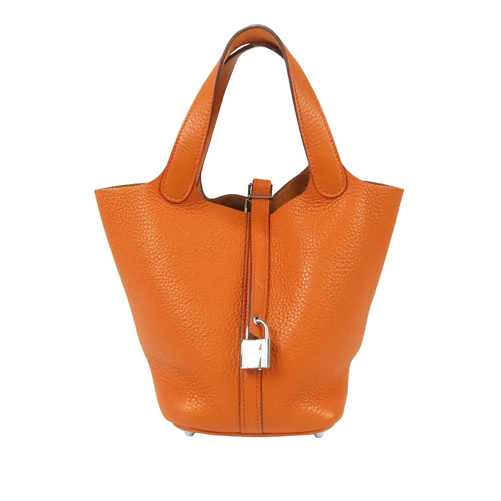 Hermès Clemence Picotin Lock 18 Orange Leather Very good - Front View