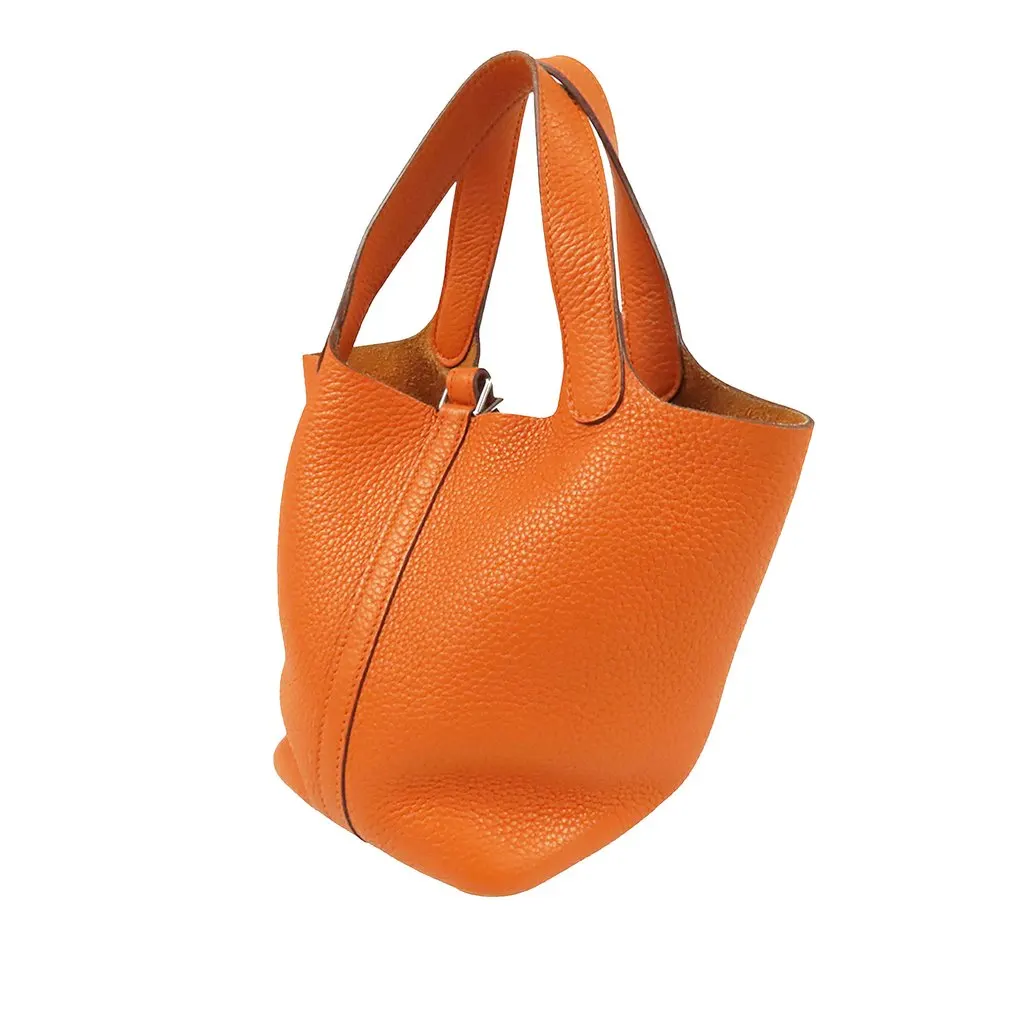 Hermès Clemence Picotin Lock 18 Orange Leather Very good - Back View