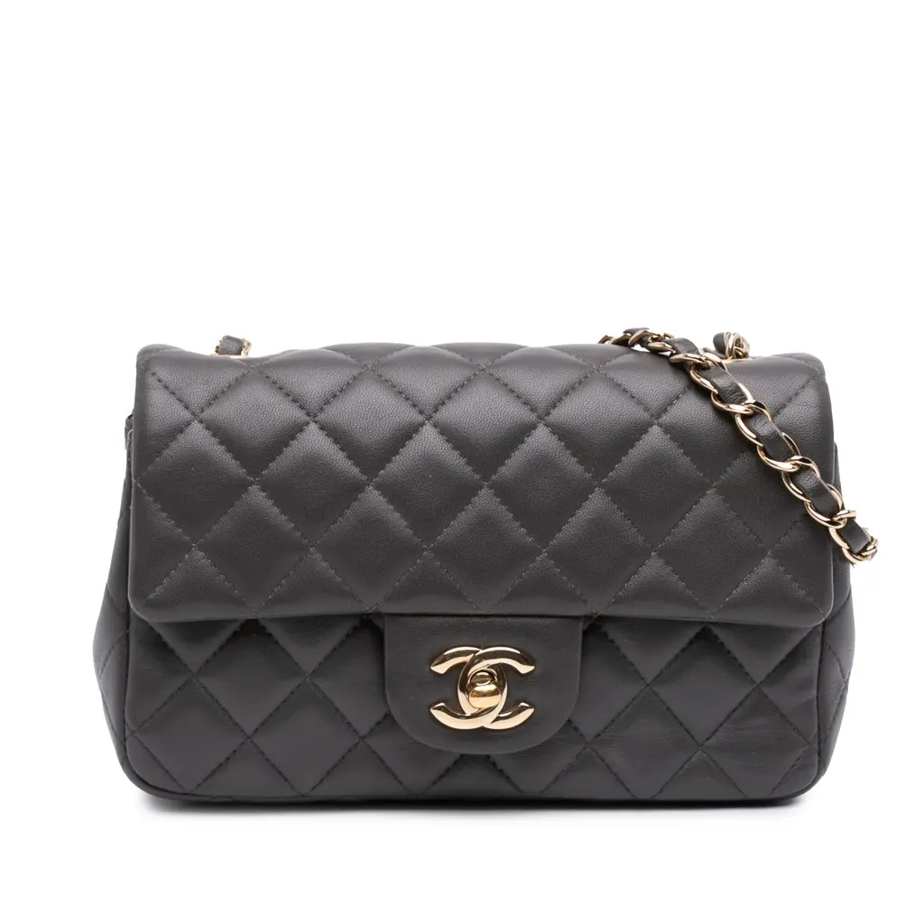 Chanel Mini Rectangular Classic Lambskin Single Flap MultiColor Leather Very good - Front View