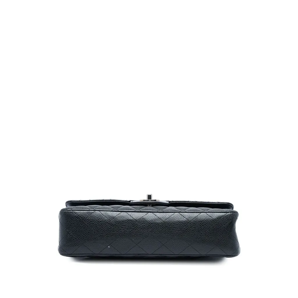 Chanel Medium Classic Caviar Double Flap Black Leather Good - Inside View