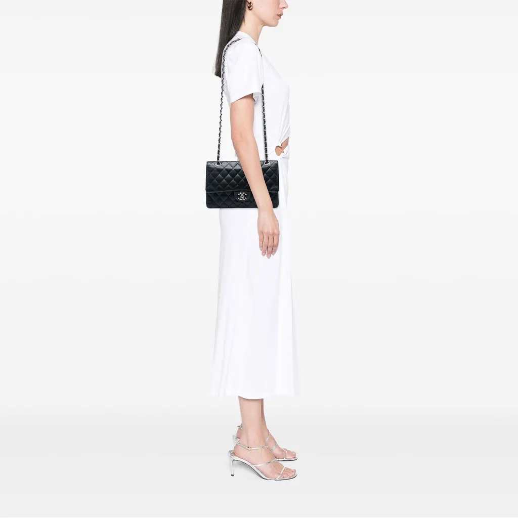 Chanel Medium Classic Caviar Double Flap Black Leather Good - Box View