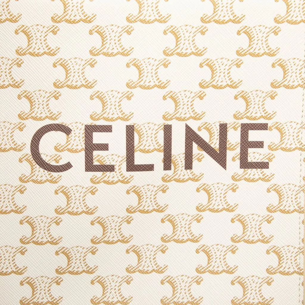 Celine Mini Triomphe Coated Canvas Vertical Cabas Satchel White Very good - Box View