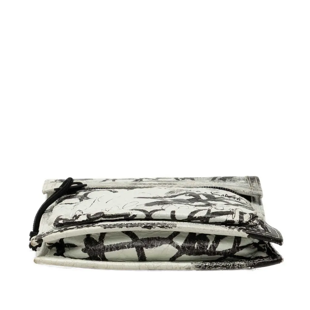 Balenciaga Small Lambskin Graffiti Explorer Crossbody White Leather Very good - Inside View