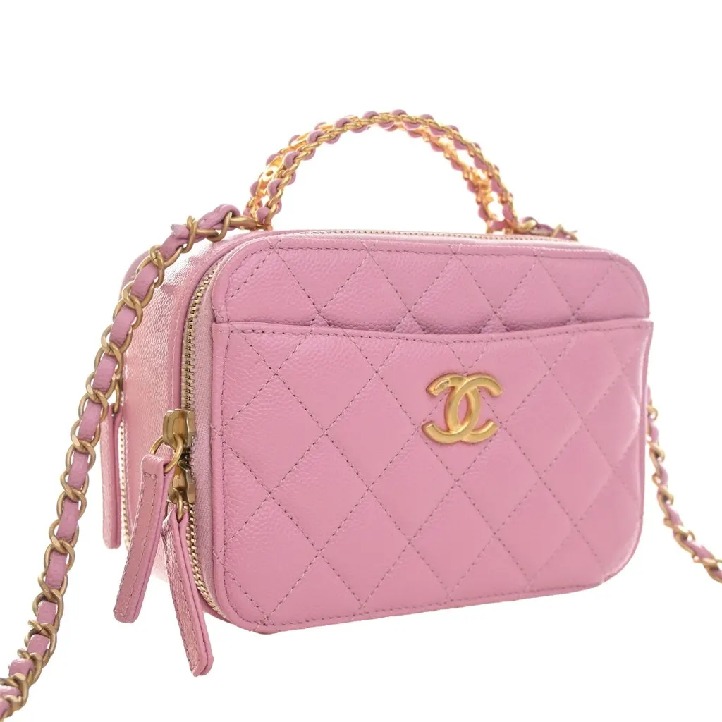 Chanel Small Quilted Caviar Pick Me Up Vanity Case Pink Leather Very good - Back View