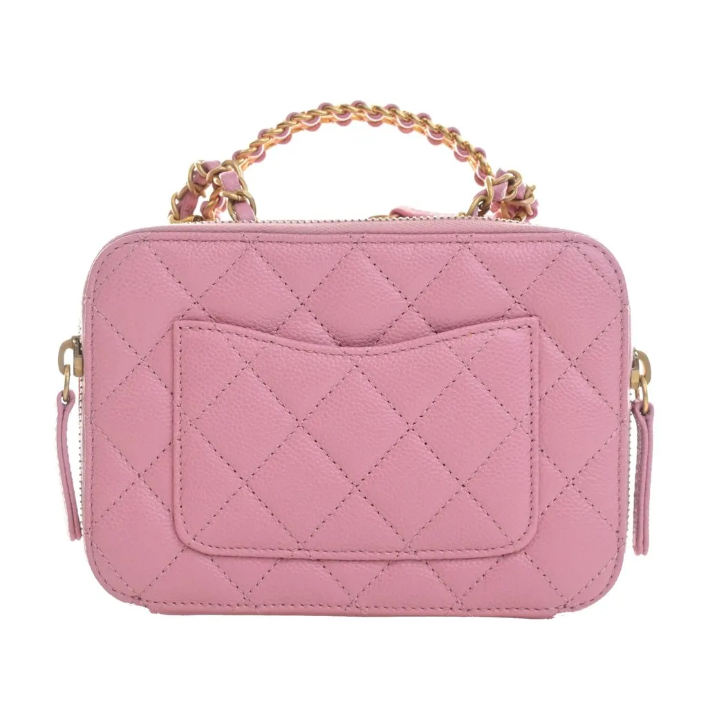 Chanel Small Quilted Caviar Pick Me Up Vanity Case Pink Leather Very good - Model View
