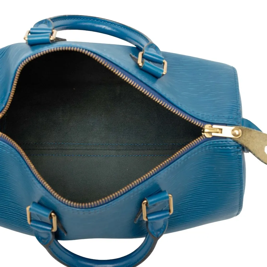 Louis Vuitton Epi Speedy 25 Blue Leather Very good - Model View