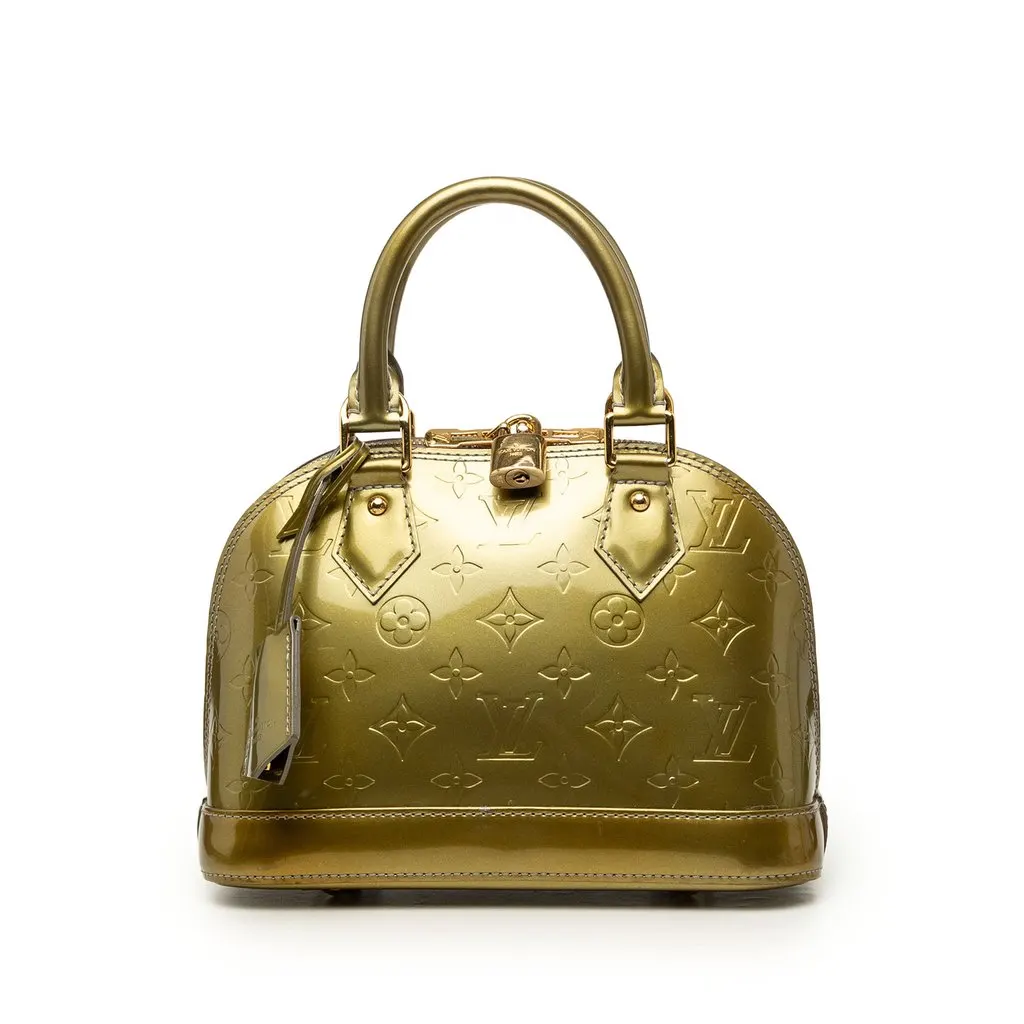 Louis Vuitton Monogram Vernis Alma BB Green Leather Very good - Front View
