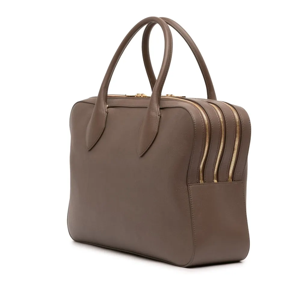 Salvatore Ferragamo Leather Stella Triple Zip Satchel Brown Leather Very good - Back View