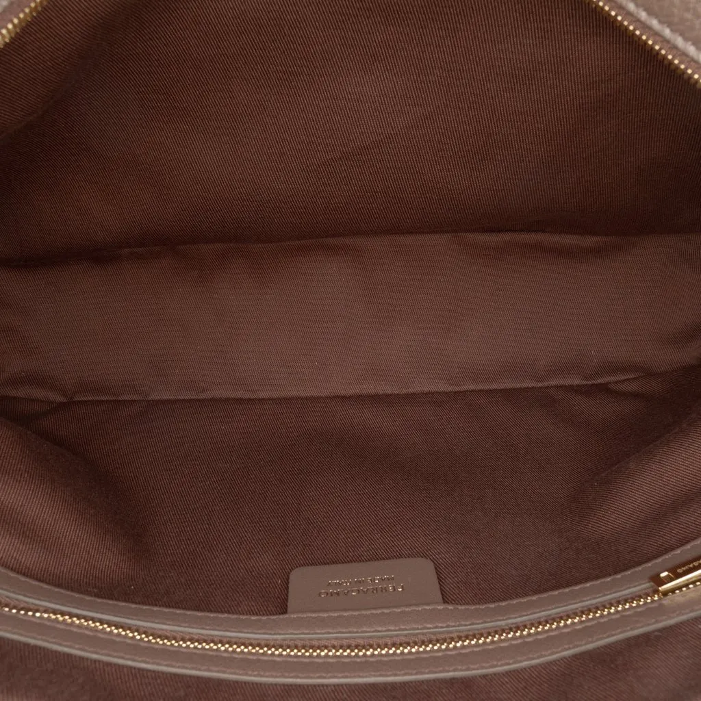 Salvatore Ferragamo Leather Stella Triple Zip Satchel Brown Leather Very good - Box View