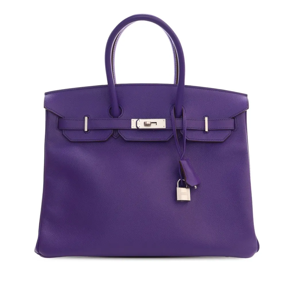Hermès Epsom Birkin Retourne 35 Purple Leather Very good - Front View