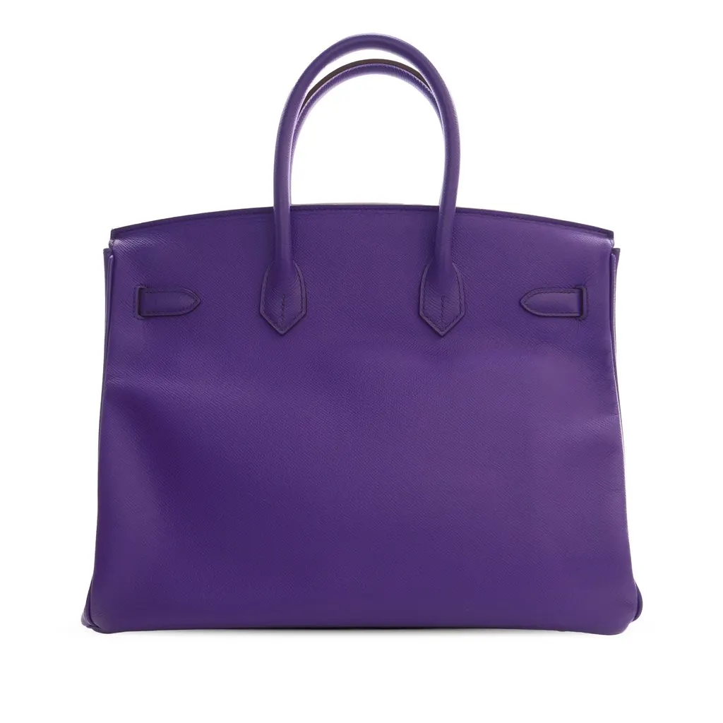 Hermès Epsom Birkin Retourne 35 Purple Leather Very good - Back View