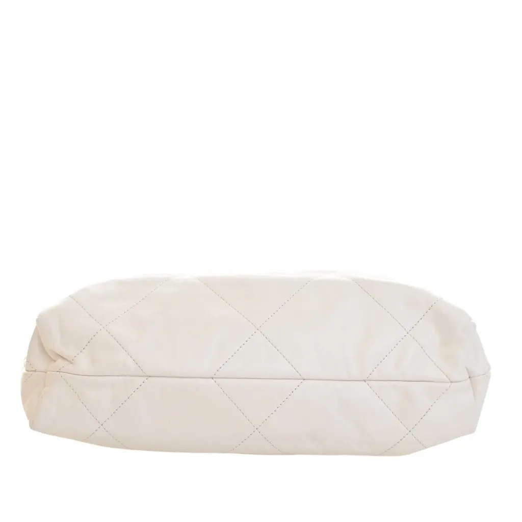 Chanel Small Quilted Shiny Calfskin 22 Handbag White Leather Very good - Box View