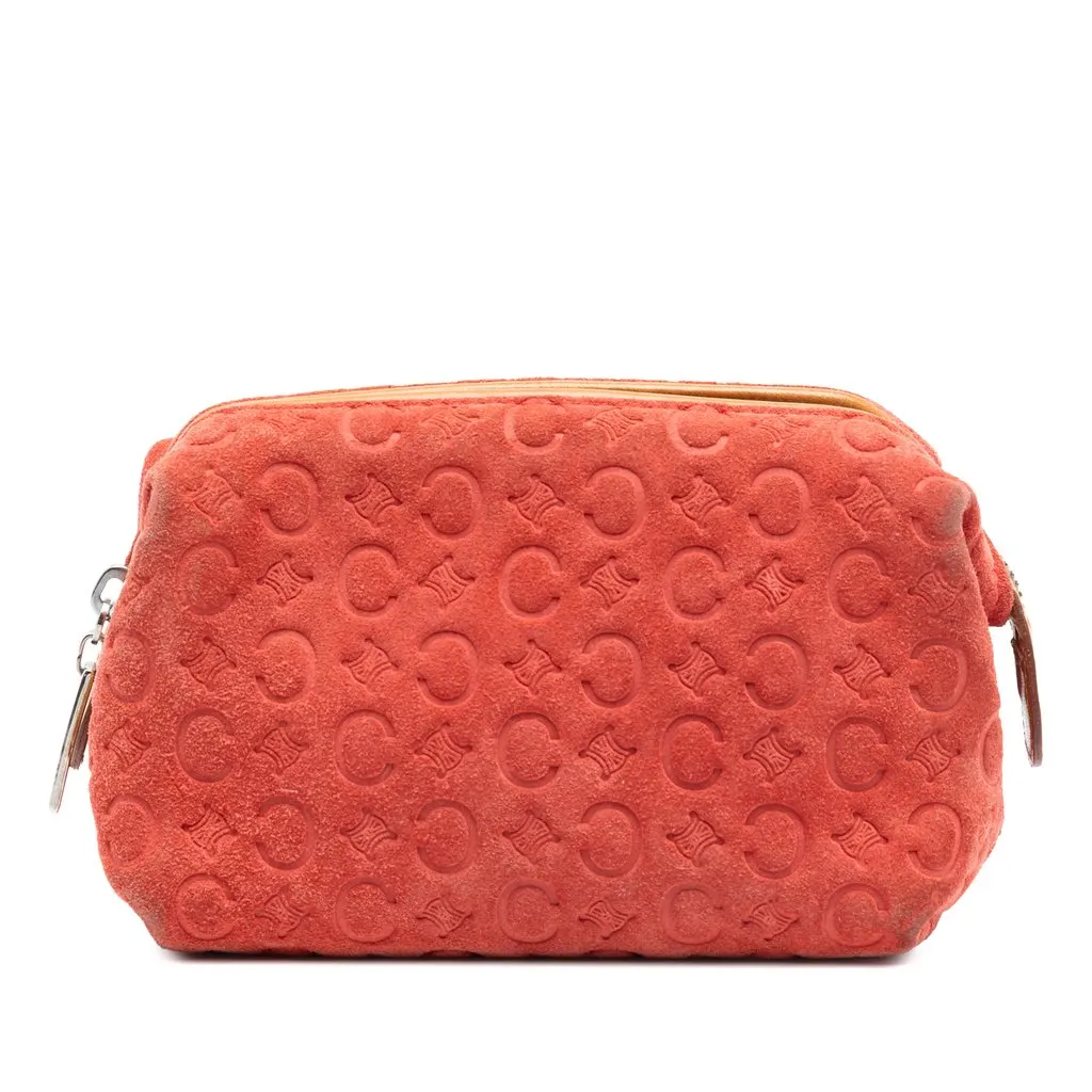 Celine C Macadam Suede Pouch Orange Leather Very good - Front View