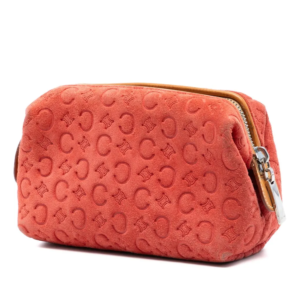 Celine C Macadam Suede Pouch Orange Leather Very good - Back View