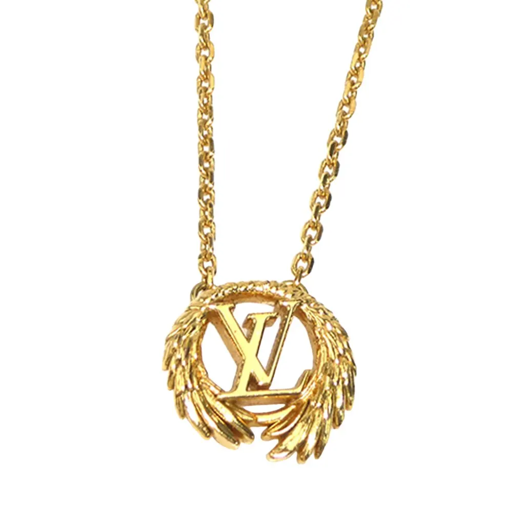 Louis Vuitton Gold Plated Collier LV Angel Necklace Gold Metal Very good - Back View