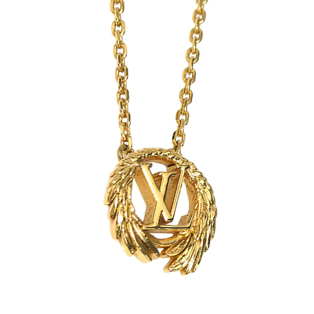 Louis Vuitton Gold Plated Collier LV Angel Necklace Gold Metal Very good - Inside View