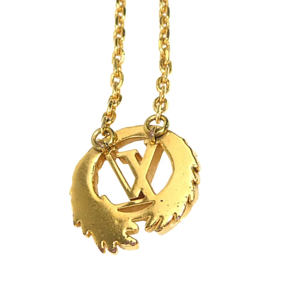 Louis Vuitton Gold Plated Collier LV Angel Necklace Gold Metal Very good - Model View