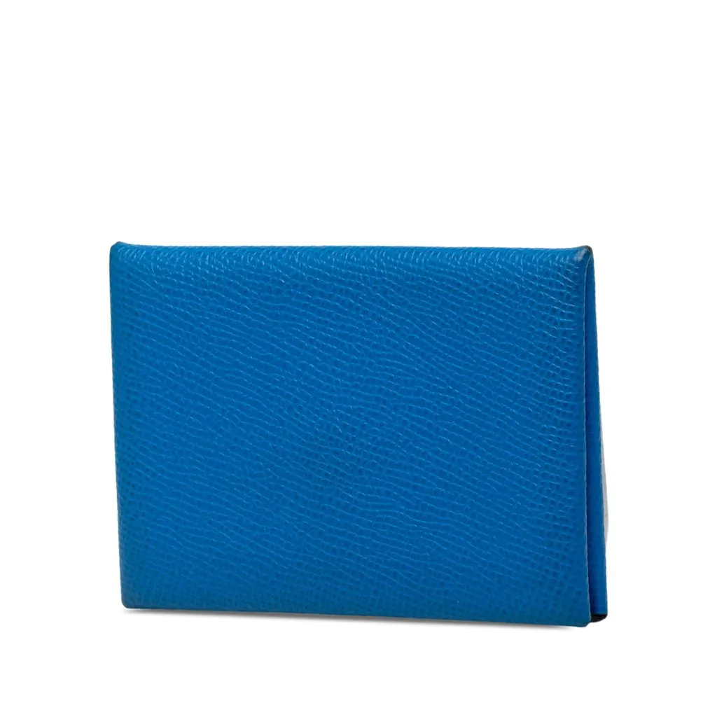 Hermès Epsom Calvi Card Holder Blue Leather Very good - Back View