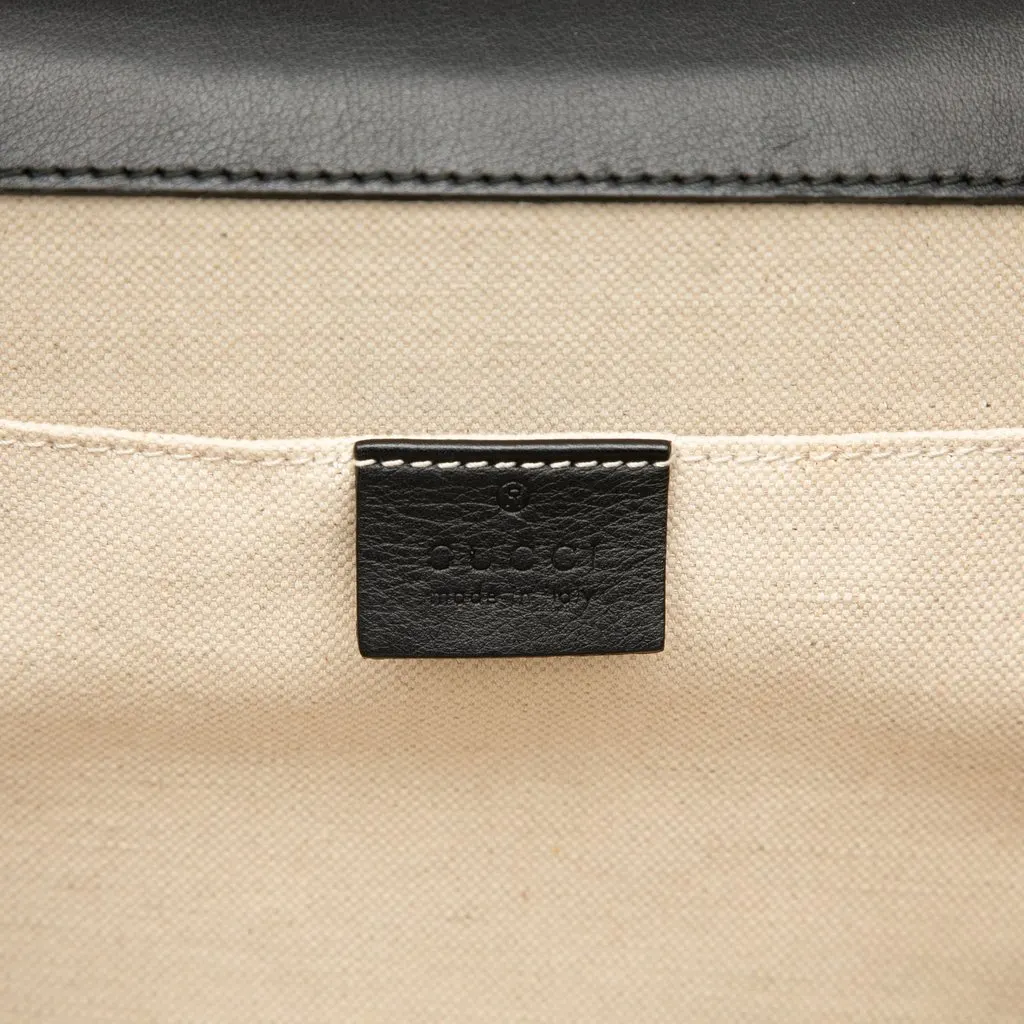 Gucci Large Calfskin Bamboo Dionysus Web Satchel Black Leather Very good - Box View