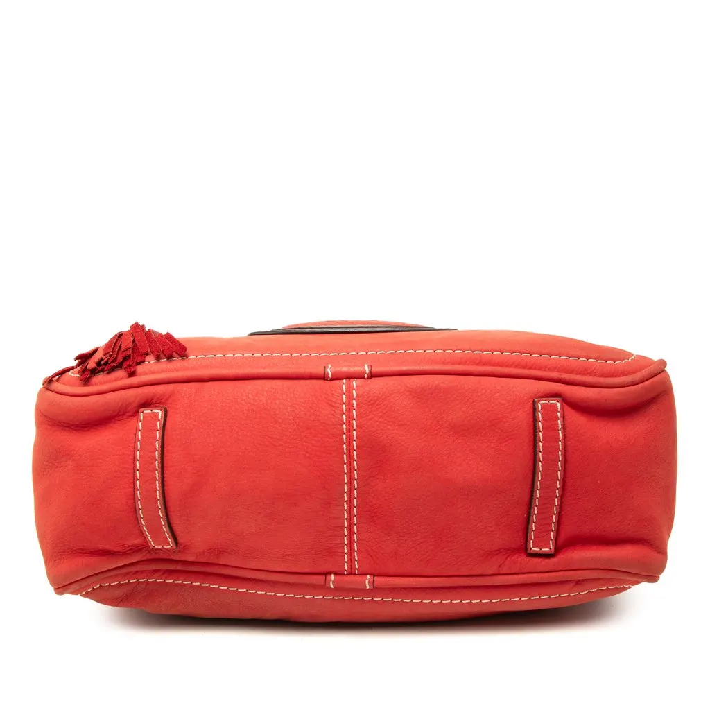 LOEWE Nubuck Anagram Madrid Fringe Handbag Red Leather Very good - Inside View