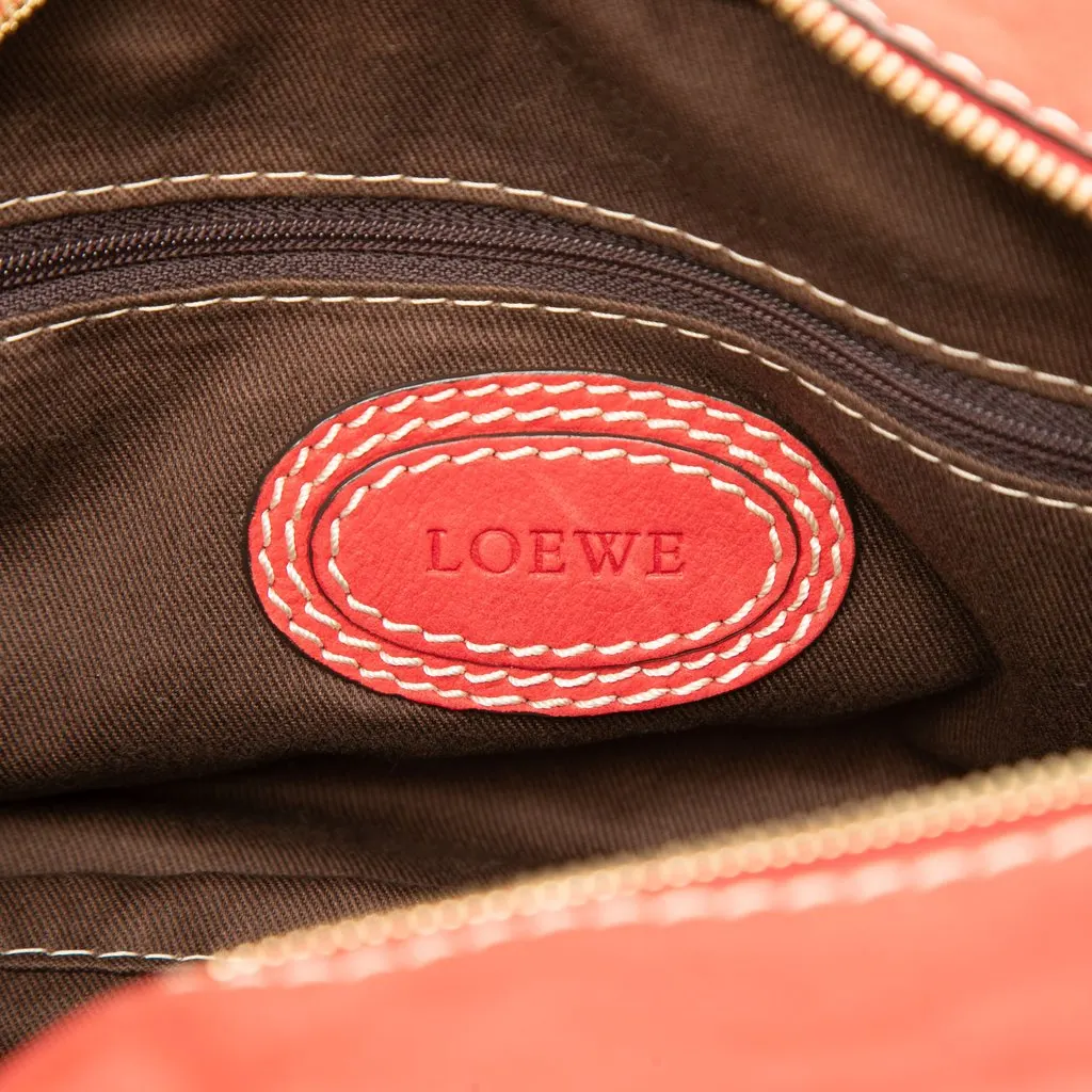 LOEWE Nubuck Anagram Madrid Fringe Handbag Red Leather Very good - Box View