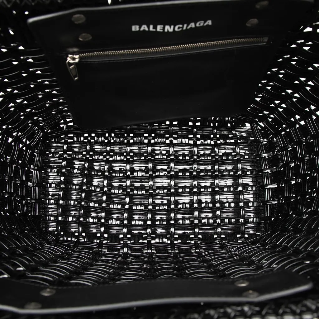 Balenciaga Small Faux Leather Bistro Basket Bag Black Very good - Model View