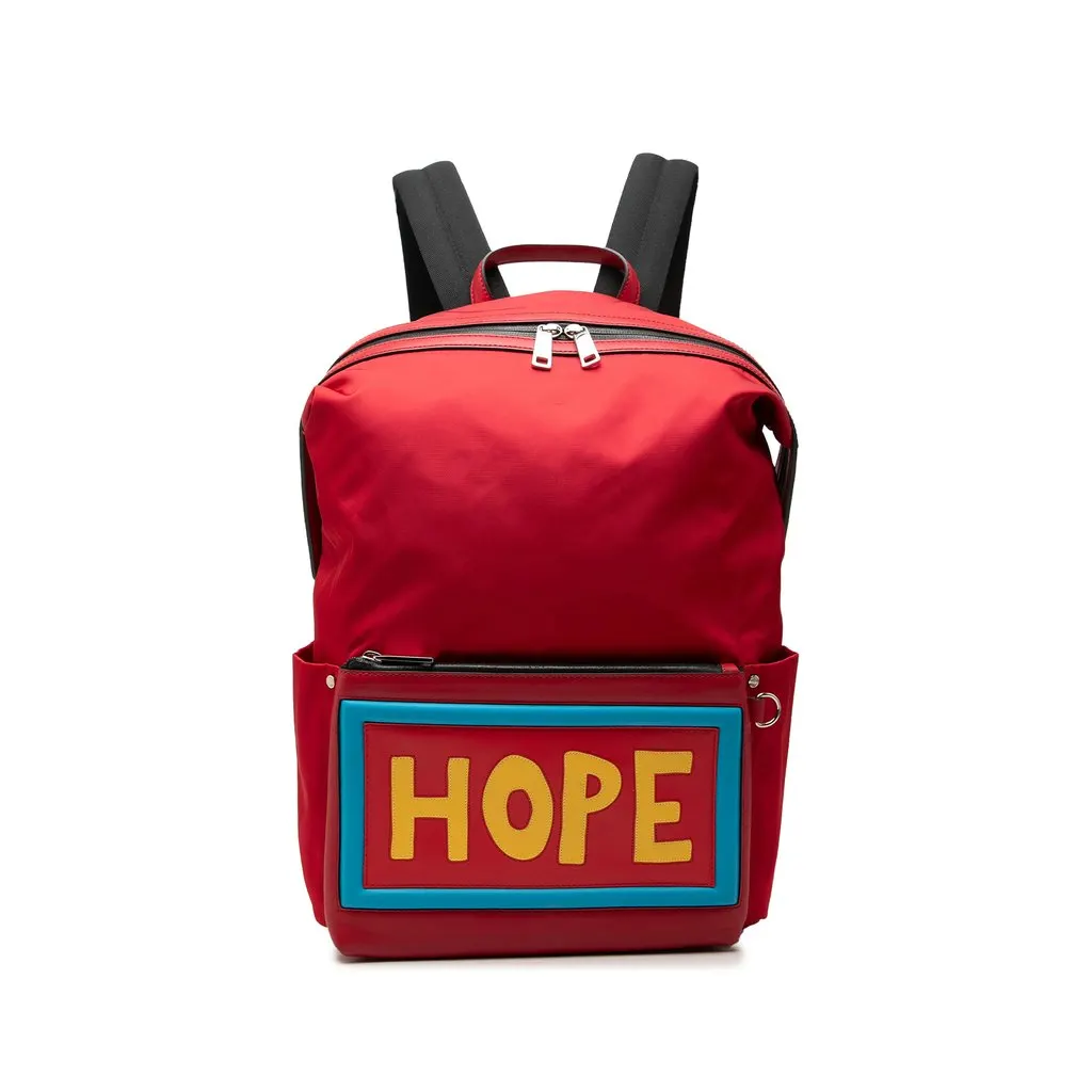 Fendi Nylon Vocabulary Hope Backpack Red Polyamide Good - Front View
