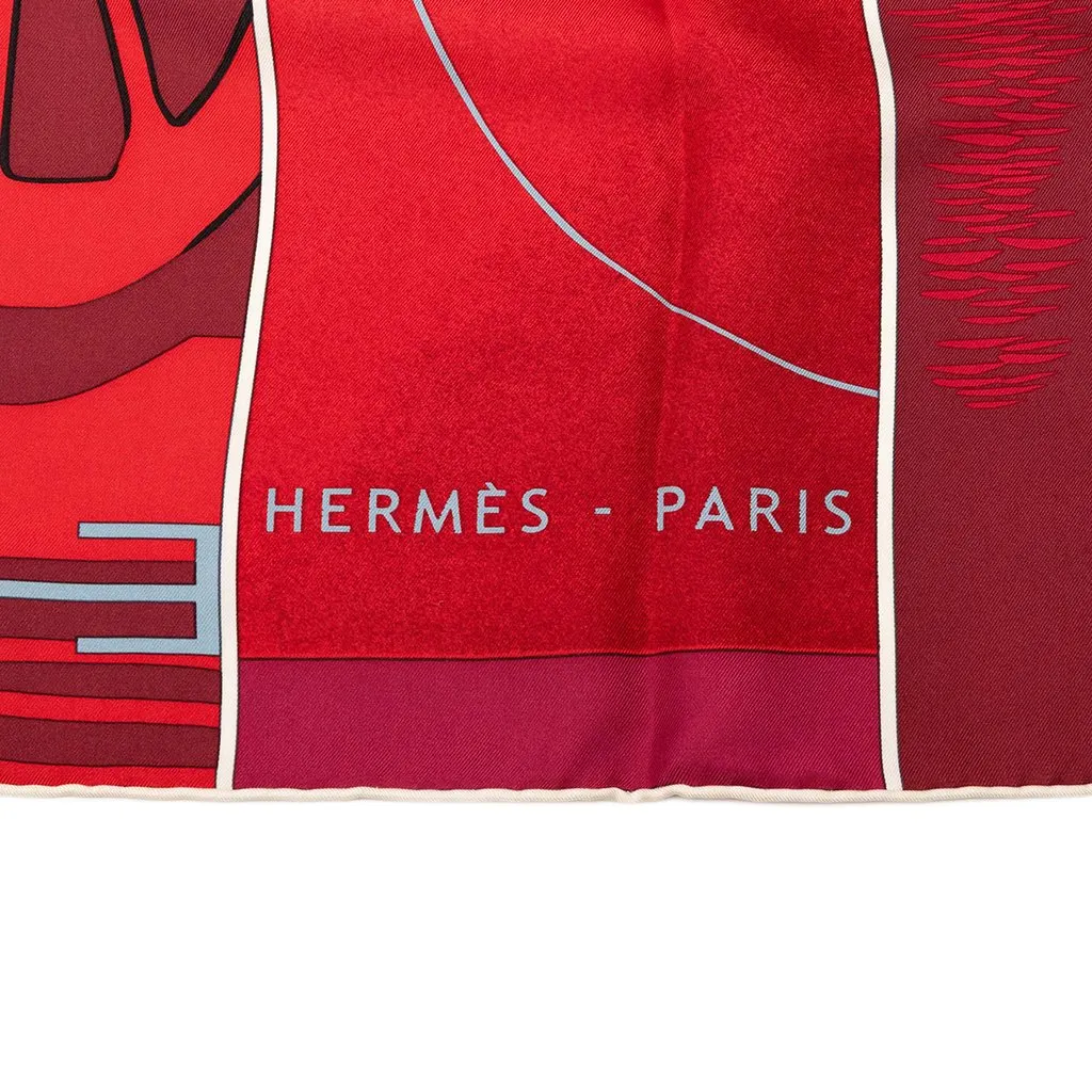 Hermès Caleche Mors Et Bouteilles Silk Scarf Blue Very good - Inside View