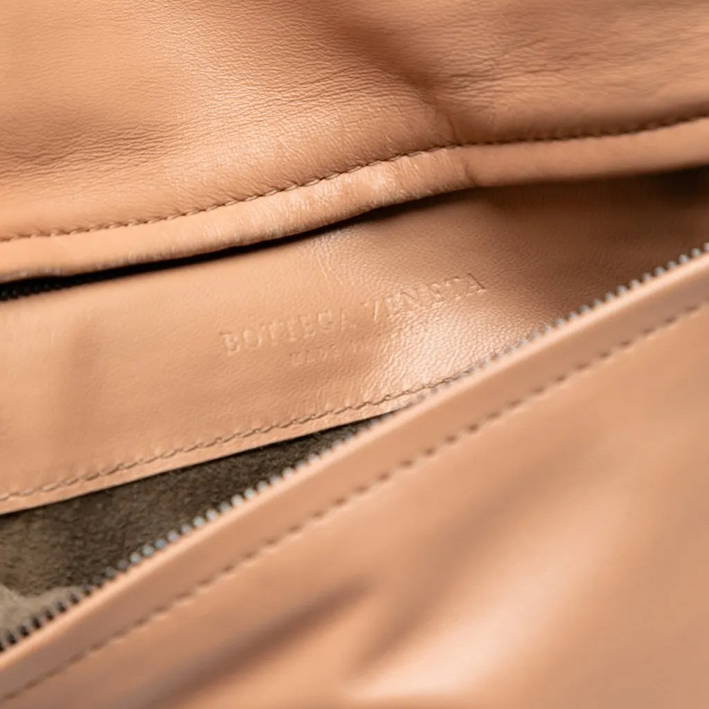 Bottega Veneta Nappa Embossed Intrecciato Turn Lock Clutch Brown Leather Very good - Box View