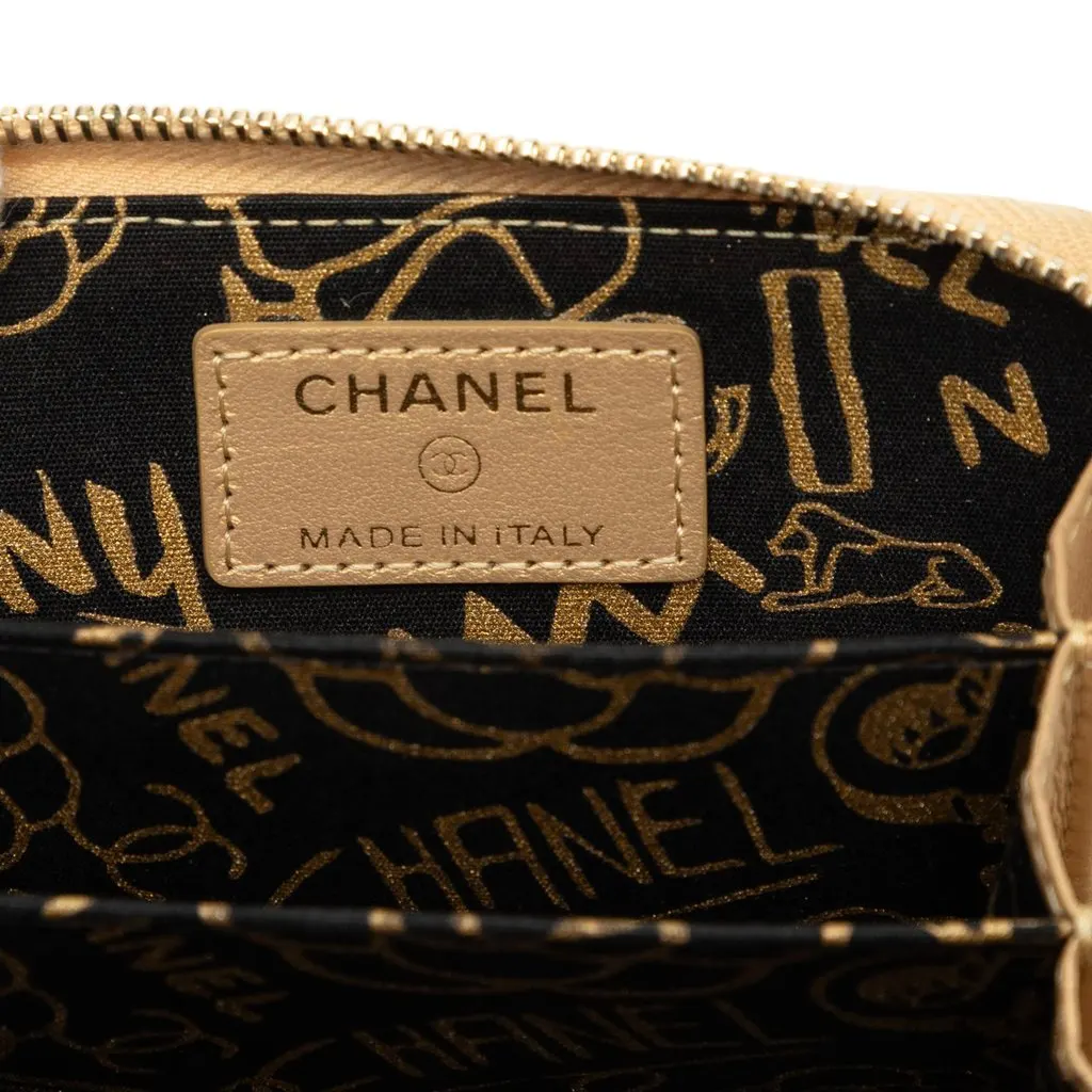 Chanel CC Quilted Lambskin Zippy Coin Pouch Gold Leather Good - Box View