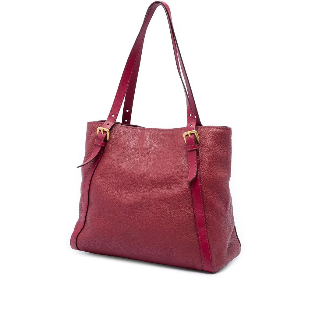 Prada Vitello Daino Shopping Tote Red Leather Very good - Back View