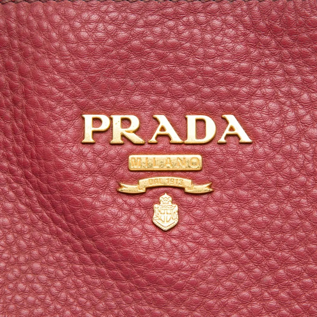 Prada Vitello Daino Shopping Tote Red Leather Very good - Box View