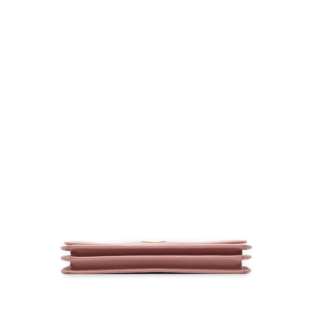 Prada Saffiano Wallet on Strap Pink Leather Very good - Inside View