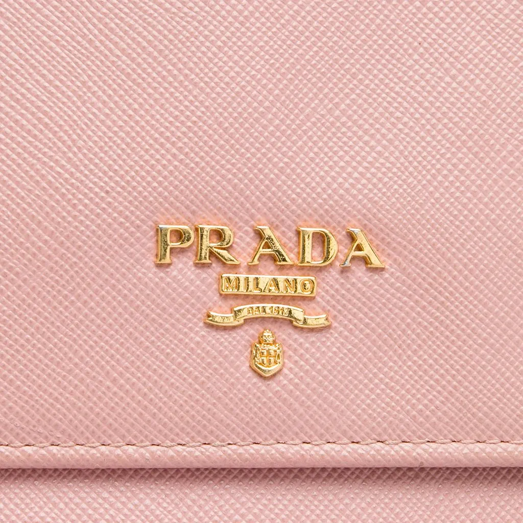 Prada Saffiano Wallet on Strap Pink Leather Very good - Box View
