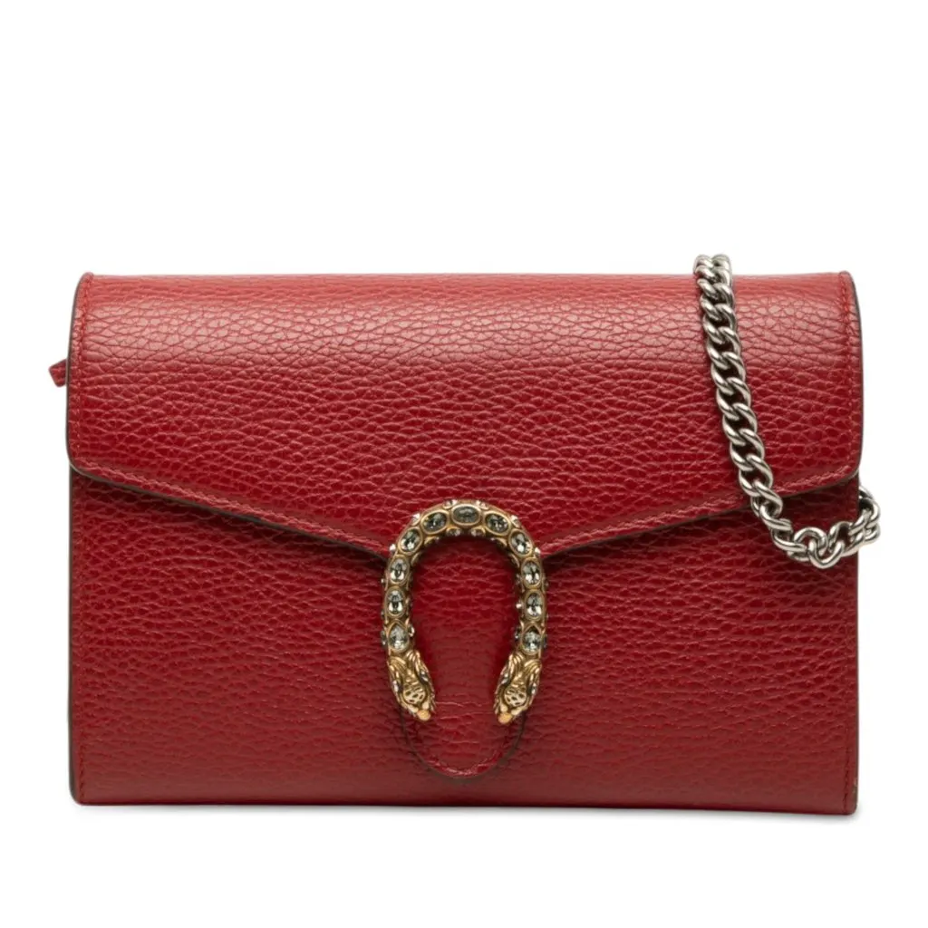 Gucci Calfskin Dionysus Wallet on Chain Red Leather Good - Front View