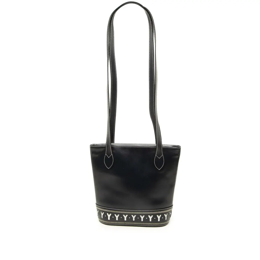 Saint Laurent Leather Y Cut Out Shoulder Bag Black Leather Good - Front View