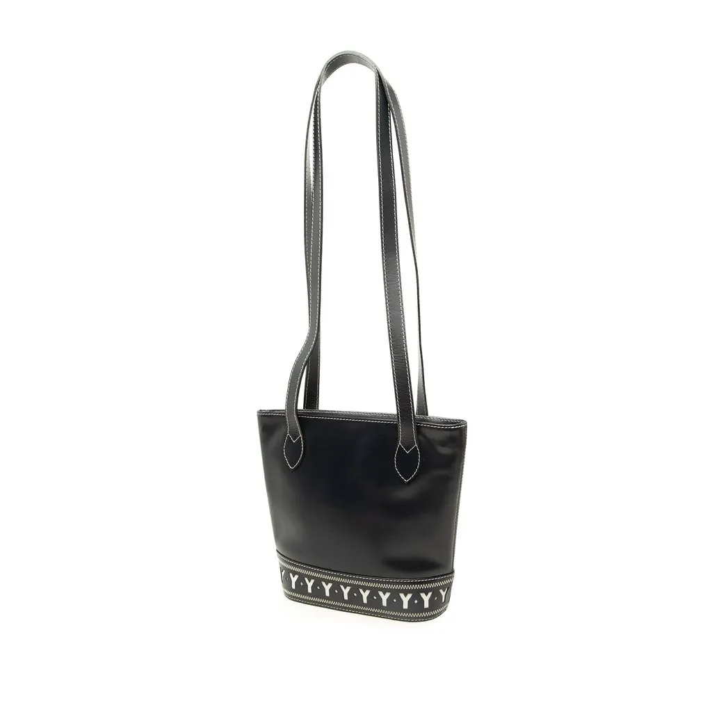 Saint Laurent Leather Y Cut Out Shoulder Bag Black Leather Good - Back View