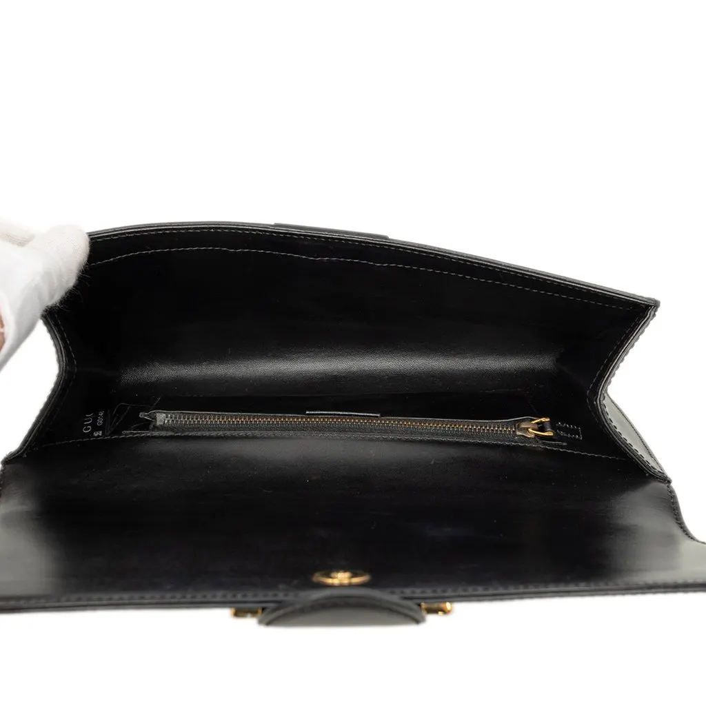 Gucci Smooth Calfskin Lady Buckle Clutch Black Leather Very good - Model View