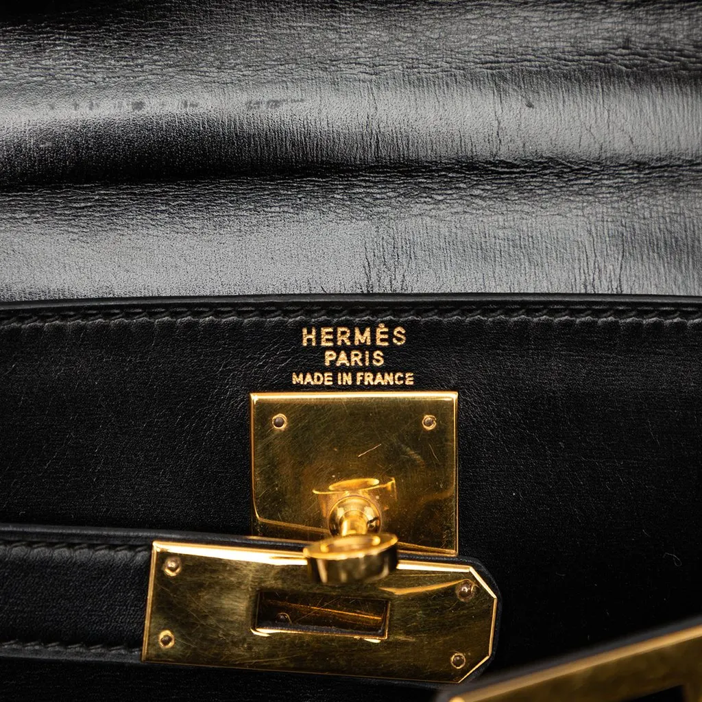 Hermès Box Calf Kelly Retourne 28 Black Leather Good - Box View