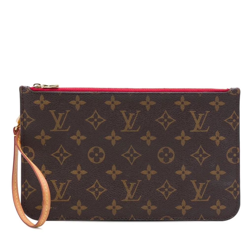 Louis Vuitton Monogram Neverfull MM Pouch Brown Canvas Very good - Front View